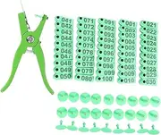 Kisangel 100Pcs Animal Ear Tags Numbered 001-100 with Pliers Plastic Identification Earring Tagger for Livestock Easy to Use Labor-Saving