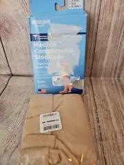 Amazon Medical Compression Stockings 20 - 30 mmHg Thigh Open Toe, Med-Beige. 2X
