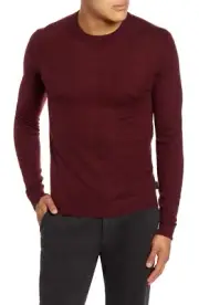 NWT Ted Baker London CHEMIN Texture Rib Crewneck Sweater Dk Red 2XL $150 3C510