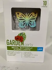 Garden Party Metal Butterfly String Lights LED 10 Count Plug In Garden Tropical