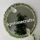 18” Aventurine, Peridot & Quartz Round Mirror | Handmade Crystal Wall Mirror | N
