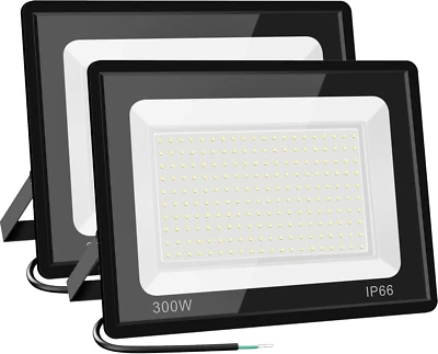 300W LED Flood Light Bulbs 2 Pack, Outdoor Waterproof IP66, 6000K Daylight White