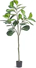 VEVOR Artificial Fiddle Leaf Fig Tree, 5FT/155cm, Secure PE Material & Anti-Tip Tilt Protection Low-Maintenance Faux Plant, Lifelike Green Fake Potted Tree for Home Office Warehouse Decor