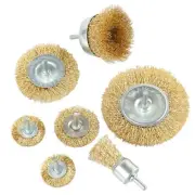 7 Pcs Brass Wire Brush Kit for Drill Used to Clean Rust Flakes Abrasive Drill