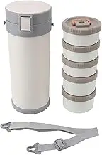 3.4L Insulated Food Jar Stainless Steel 5 Layer Stackable Insulated Lunch Box with Strap Leakproof Microwave Safe Freshness Locking for Work