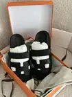 Hermes Chypre Black Sandals size 37