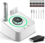 40000RPM Professional Nail Drill, Electric Nail File Machine for Acrylic Gel Nails Removing, E File with Foot Pedal Drill Bits Kit for Polishing Shaping Manicure Pedicure Nail Salon Home Use, White