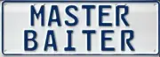17695 MASTER BAITER BLUE ON WHITE 37CM X 13CM NOVELTY NUMBER PLATE MAN CAVE