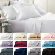 1800TC Ultra SOFT -Bamboo 4 Pcs FLAT & FITTED Sheet Set Queen/King/Single Double Super Size Bed New