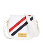 Thom Browne Diagonal Stripe Small Shoulder Bag One size white