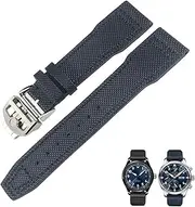 [CEKGDB] 21mm 20mm Nylon Calfskin Black Blue Green Watch strap Fit for IWC IW377714 MARK18 PILOT STOP GUN Leather Watchbands