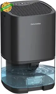 Portable Dehumidifier – 1000ml, Quiet, Auto Shut-Off, Home/Bathroom/RV, Black