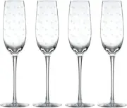 Kate Spade New York Larabee Dot Champagne Wine Flute Glass, Set of 4 New in Box
