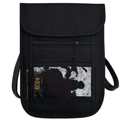 RFID Blocking Travel Neck Wallet Pouch Passport Holder for Men Women