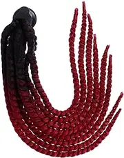 Parliky Motorcycle Helmets Adornments Reversible Fake Braid Wig Helmet Decoration for Men Women Black/wine Red Double Fixed Design