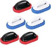 6pcs Scouring Pad Brush with Handle Cleaning Scrub Abrasive Pad Scrubbing Floor Tile Grout Tile Sink Cleaning Pads for Bathroom Kitchen