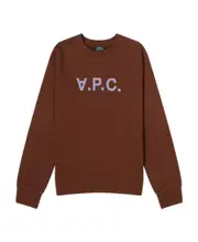 A.P.C. Flocked Logo Crewneck Sweatshirt S,XS,M Brown