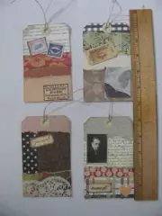 4 Handmade Tags Scrapbook Junk Journal Ephemera E