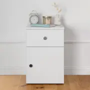Porto Bedside Table - White - Slim - Round Black