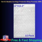 10 Pack, 10" x 15.5" Bubble Out Bags Protective Wrap Pouches