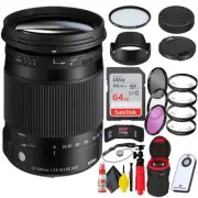 Sigma 18-300mm f/3.5-6.3 DC Macro OS HSM Contemporary Lens for Nikon F + 64GB SD