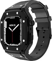 [CEKGDB] Metal Frame Silicone Strap For Apple Watch Band Case Series 8 7 6 5 4 SE For Iwatch Series 42MM 44MM 45MM Modification Mod Kit