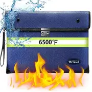 Upgraded Fireproof Money Bag with Lock6500°F 10 Layers of Heat Insulated Mate...