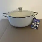 Brandani Italy Light Weight Cast Iron Dutch Oven Stock Pot 6.3qt Sky Blue NEW
