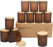 MILIVIXAY 12 Pack 7 OZ Frosted Amber Thick Glass Candle Jars with Lids - Bulk Empty Candle Jars for Making Candles - Spice, Powder Containers.