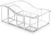 BINO 'B Squared' 6 Compartment Jewelry and Makeup Organizer Clear and Transparent Cosmetic Beauty Vanity Holder Storage