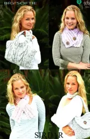 Sweater Bag ~ Satchel ~ Ribby Scarf and Neck Wrap Knitting Patterns ~ by Sirdar