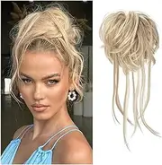 Hairpiece Messy Bun Hair Piece Curly Hair Bun Extensions with Straight Tails Hair Scrunchies Ponytail Hairpieces for Women Daily Use