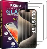 RKINC Screen Protector [3-Pack] for iphone 15/15 Pro 6.1-Inch, Tempered Glass Film Screen Protector, 0.33mm [LifetimeWarranty][Anti-Scratch][Anti-Shatter][Bubble-Free]