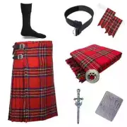 Scottish Kilt Outfit 8PCS Traditional Highland Wedding 5 Yard Kilts Set For Men