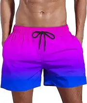 [Maiyifu-GJ] Mens Board Shorts Swimwear Lightweight Quick-Drying Swim Trunks Elastic Waist Swimming Short Pants with Pockets