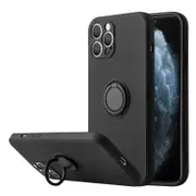 Ring Stand Case Shockproof Magnet Silicone Cover - For Apple iPhone 15 Pro Max (Black)