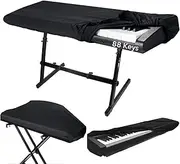88 Keys Keyboard Cover, Dust Proof Stretchy Protector for 76-88 Keys Digital Piano Keyboards (Black)