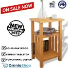 Wooden Side End Table With 2 Storage Shelves Stylish Solid Oak Wood Furniture