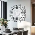 Luxurious Wall Clock Silent Roman Numerals Modern Decor Diamonds Mirrored Clock