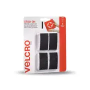 VELCRO® Brand 25 x 50mm Black Stick On Hook And Loop Tape - 6 Pack