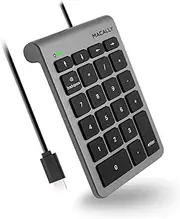 Macally Wired USB C Numeric Keypad for Mac - Work Better - Type C Number Pad for MacBook Pro/Air, iMac, and PC - USB C Wired Number Pad with 5ft Cable and Arrow Keys - 10 Key USB Keypad for Laptop