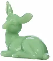 Fenton Solid Glass Laying Fawn Deer - Jade Jadeite Jadite Green Glass