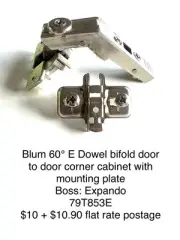 BLUM HINGE Knock in 60° Bifold Door To Door Corner Cabinet With Mounting Plate