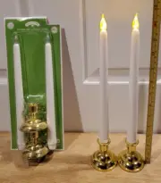Pk of 2 LED Flickering Flameless Candle Sticks w Timer - 12 3/4" H - Battery