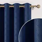 HOMEIDEAS Navy Blue Blackout Curtains 52 x 84 Inch Geometric Moroccan Lattice...