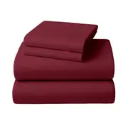Gift Pack 4pc 1000 Thread Count Cotton Rich Queen Fitted Bed Sheet Set CVC Microfibre Blend - Burgundy
