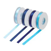 4 Rolls Satin Ribbon, 3/8" 10 Yards Light Blue/Lake Blue/Dark Blue/Navy Blue