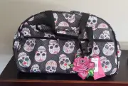 NEW Betsey Johnson Skull Party 22" Rolling Duffle Luggage Weekender Bag & Tag