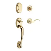 Columbus Handleset with Curve Lever Bright Polished Brass