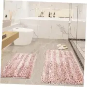 Light Pink Bathroom Rugs Sets 2 Piece, Extra Soft and Absorbent Chenille Bath